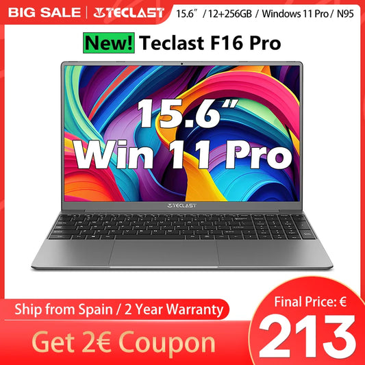 Teclast F16 Pro 15,6" Laptop, Intel N95, 12GB/16GB RAM, 256GB/512GB SSD, 1920x1080, Clavier rétroéclairé, mini-HDM