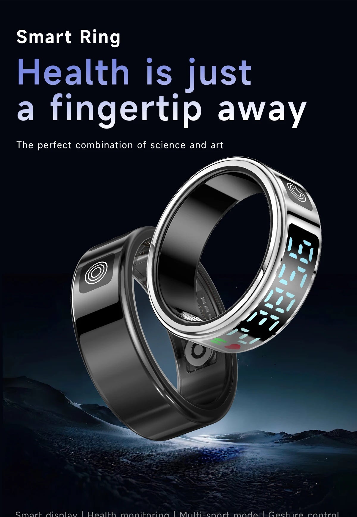 SR08 Smart Ring - LED, Bluetooth 5.1, étanchéité 5ATM