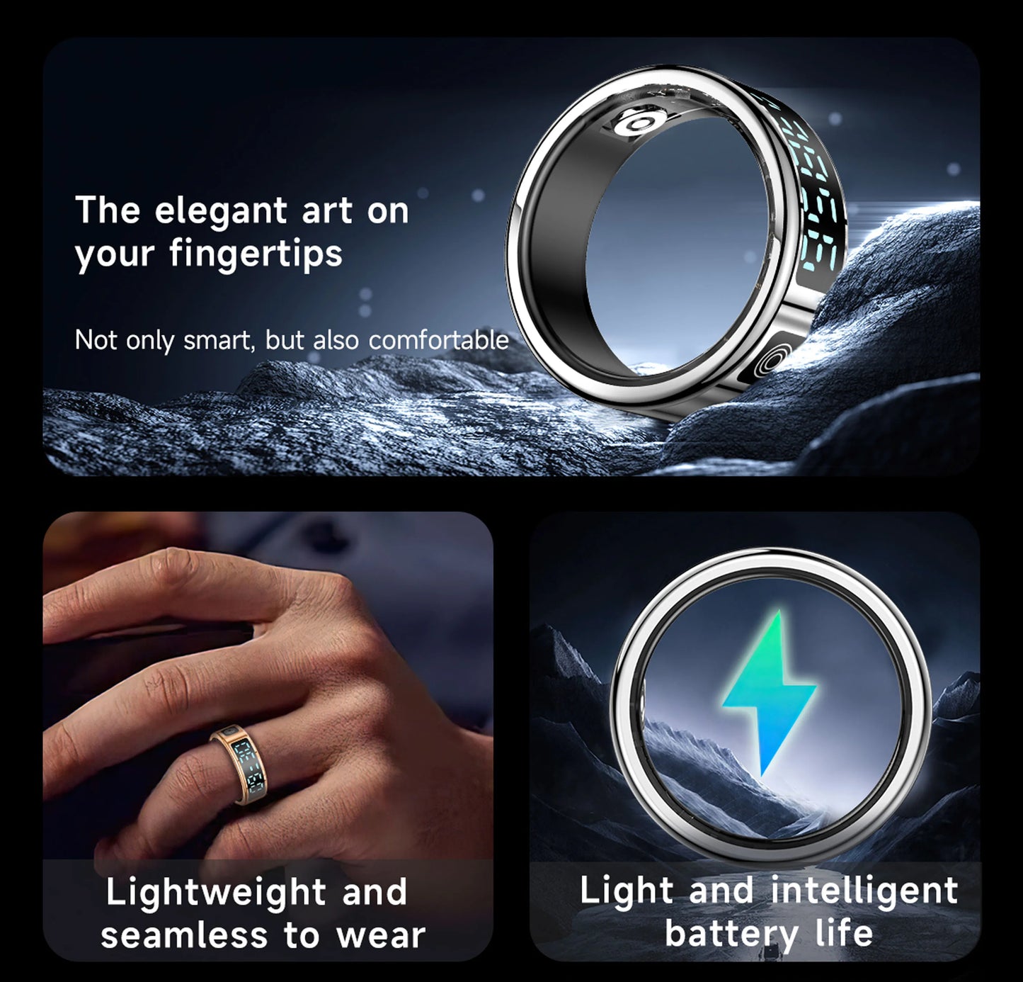SR08 Smart Ring - LED, Bluetooth 5.1, étanchéité 5ATM