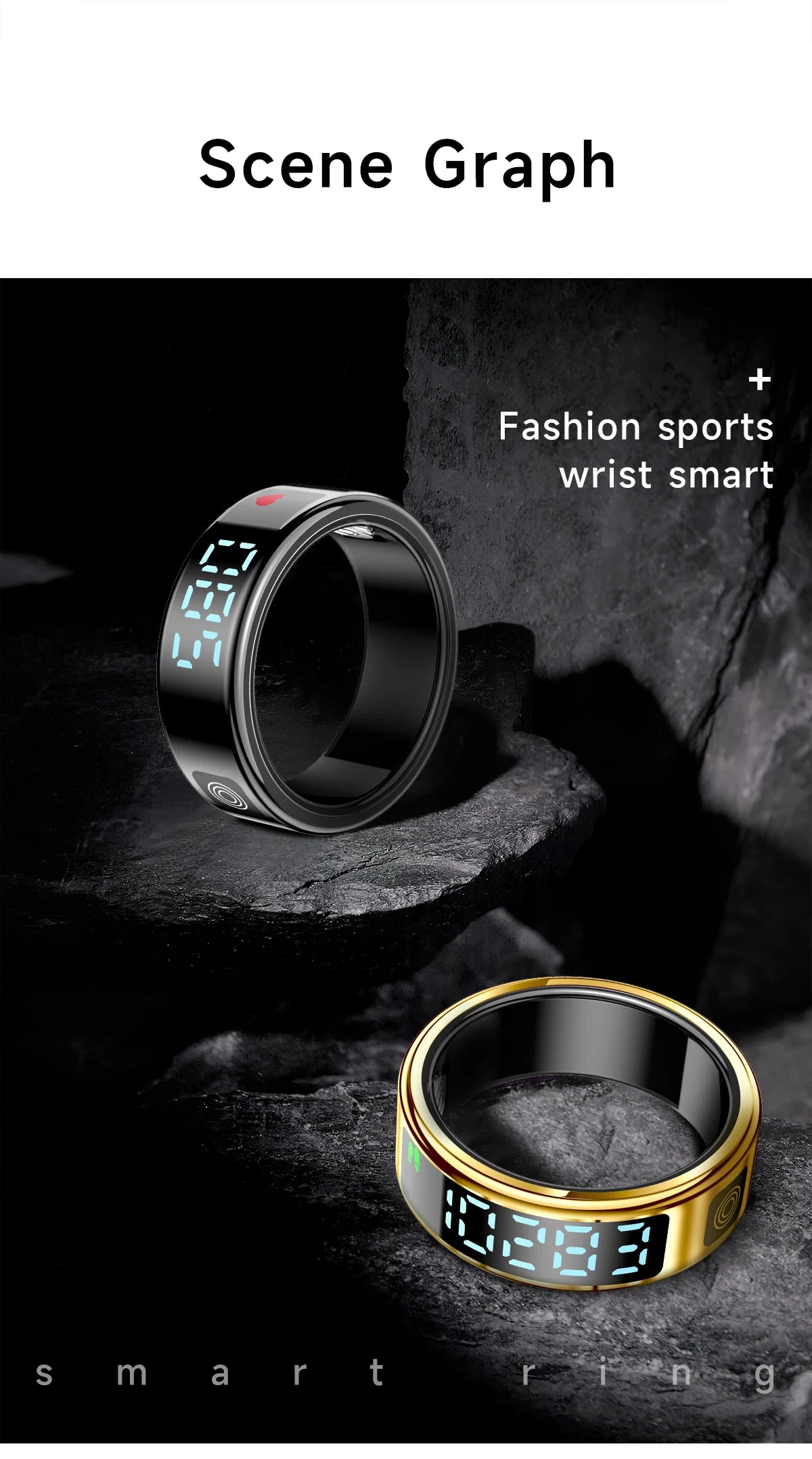 SR08 Smart Ring - LED, Bluetooth 5.1, étanchéité 5ATM