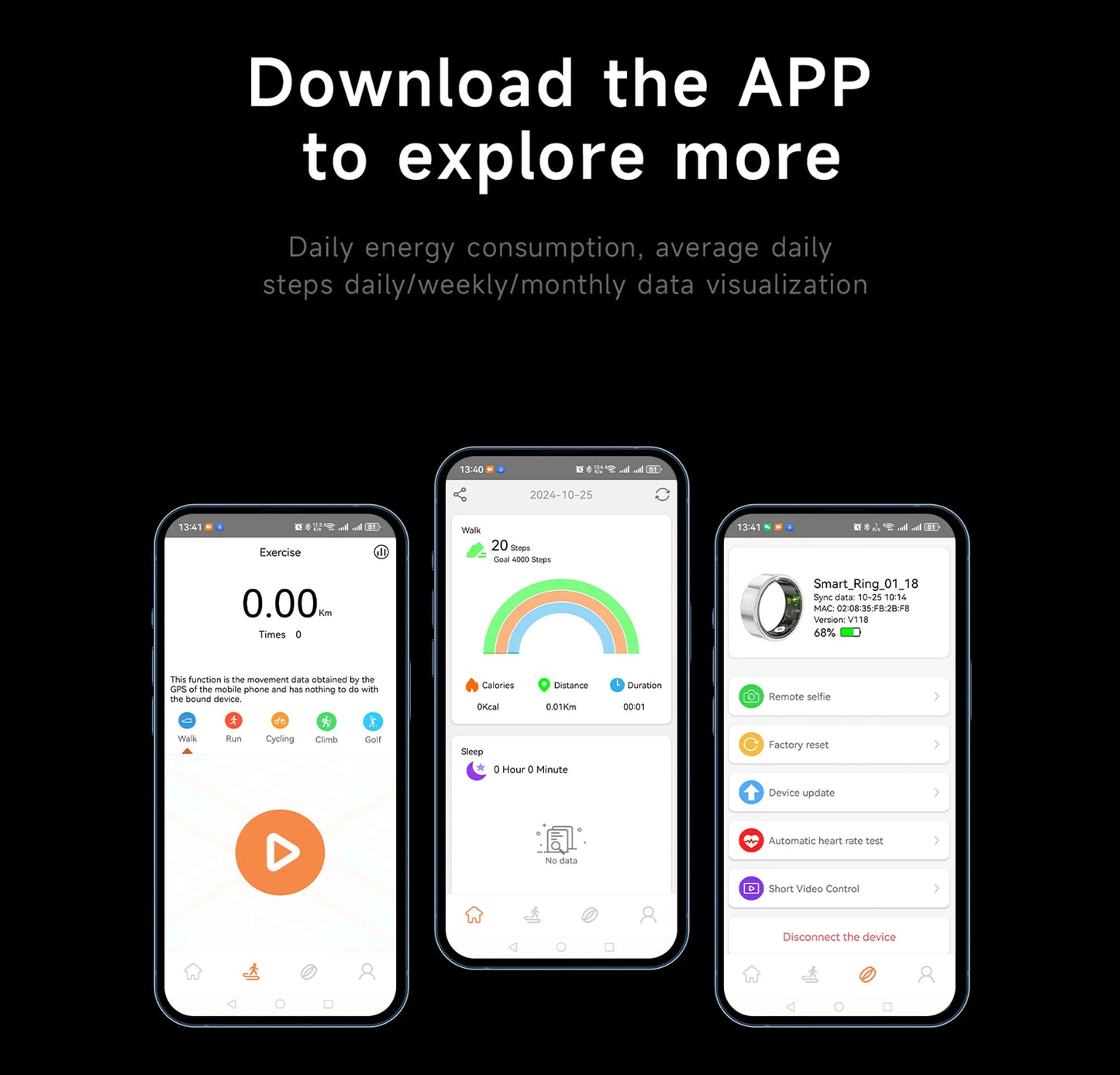 SR08 Smart Ring - LED, Bluetooth 5.1, étanchéité 5ATM