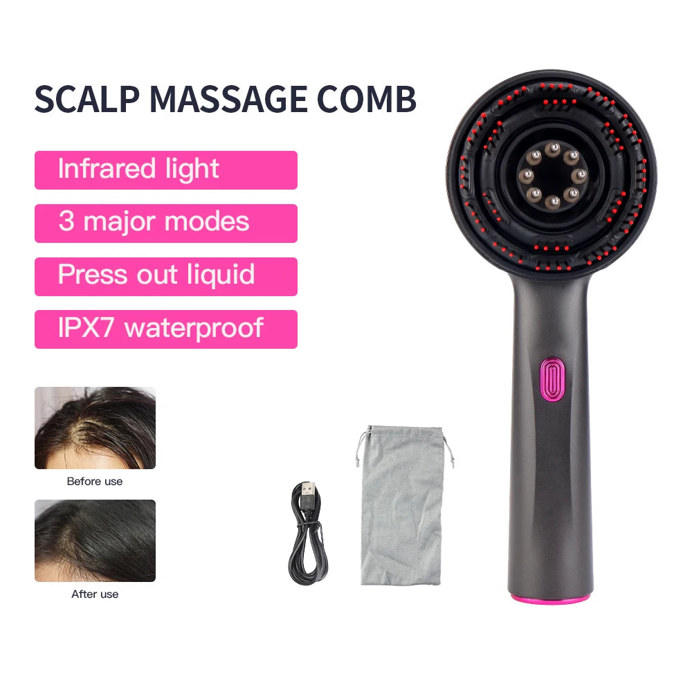 Peigne Massage Électrique – Stimulation Cuir Chevelu & Croissance Capillaire