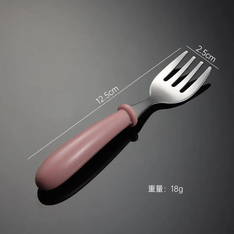 Set Vaisselle Bébé – Cuillère & Fourchette en Acier Inox, Pratique