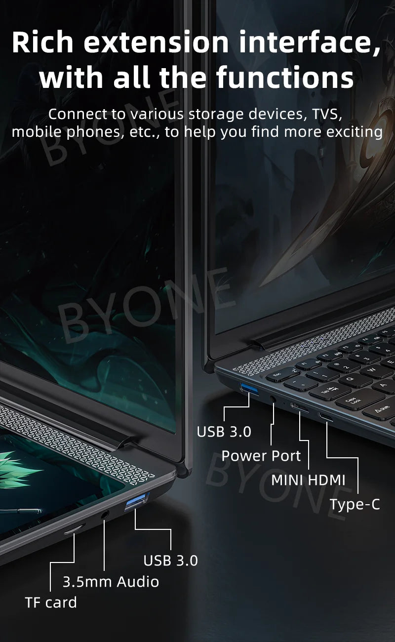 BYONE BY156 Ordinateur portable à double écran