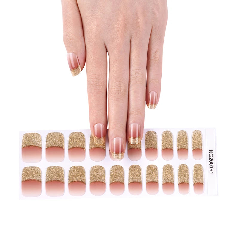 Patch Gel Manucure Française 20pcs – Semi-Curé, Waterproof & Longue Durée