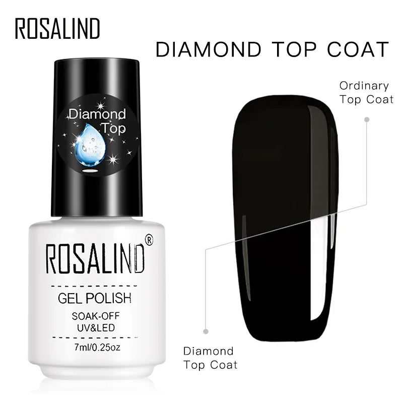 ROSALIND 7ml Top Base Matt Coat Nail Gel Polish Long Lasting Reinforce Hybrid Varnishes Nail Art Manicure Top Primer Coat UV Gel