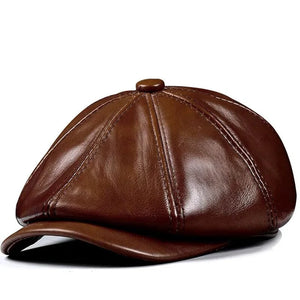 Beret en Cuir Véritable pour Homme – Casquette Padding en Cuir