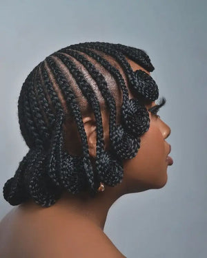 Perruque Tressée Cornrow, Lace Front, Cheveux Synthétiques