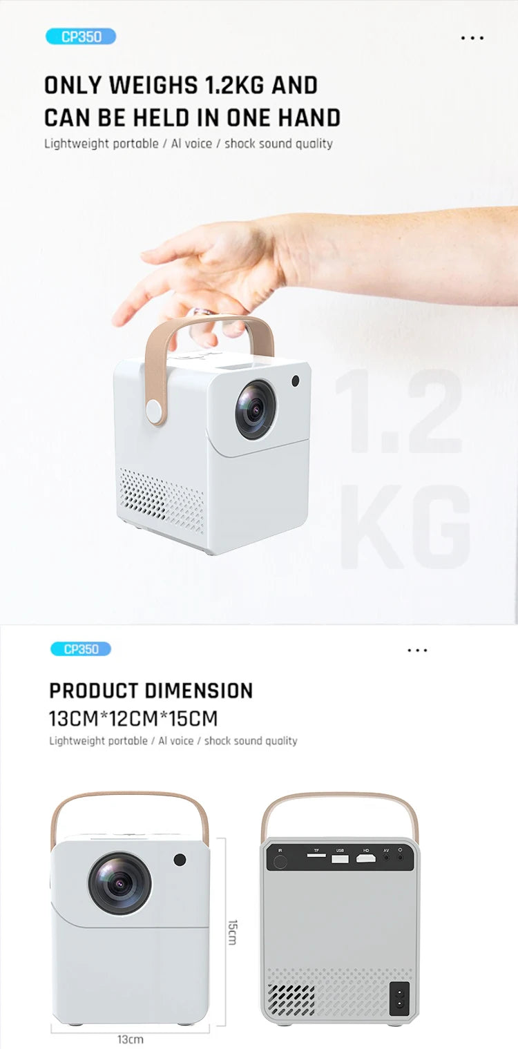 Projecteur portable 4K, Android, Wi-Fi, Bluetooth, cinéma extérieur