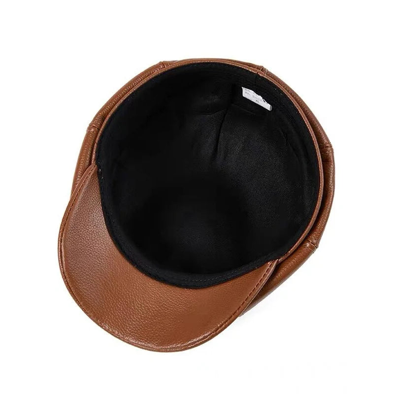 Beret en Cuir Véritable pour Homme – Casquette Padding en Cuir