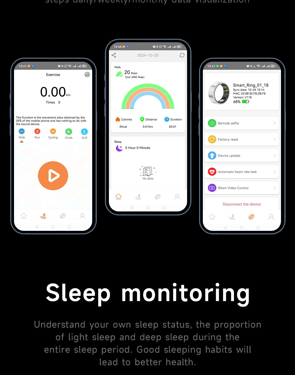 SR08 Smart Ring - LED, Bluetooth 5.1, étanchéité 5ATM