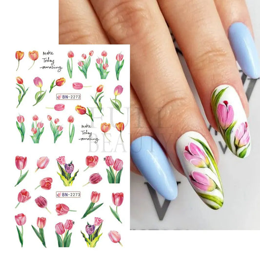 1pcs Fleur de tulipe autocollante pour ongles