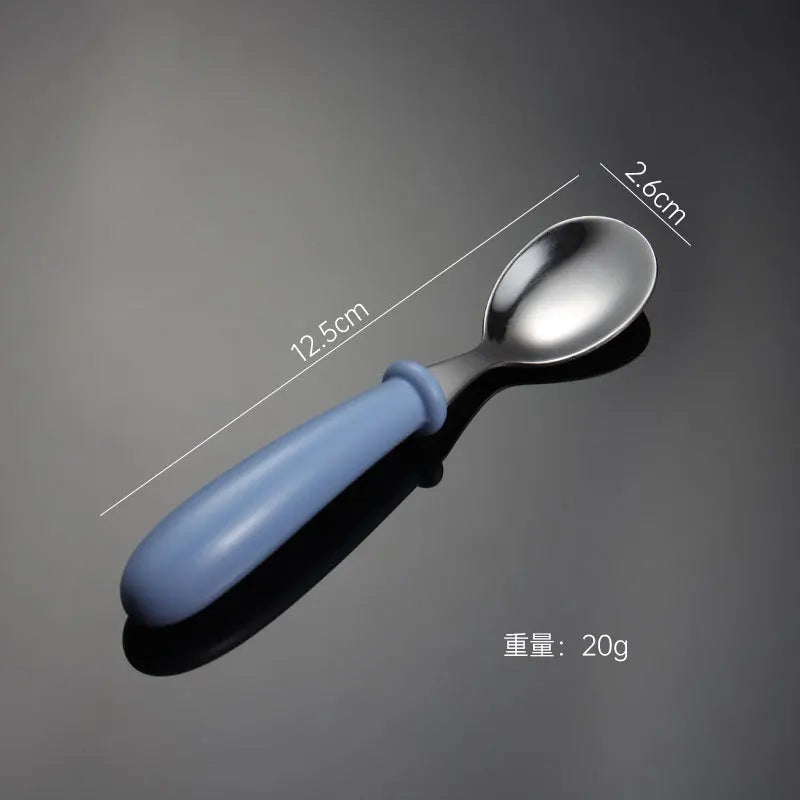 Set Vaisselle Bébé – Cuillère & Fourchette en Acier Inox, Pratique