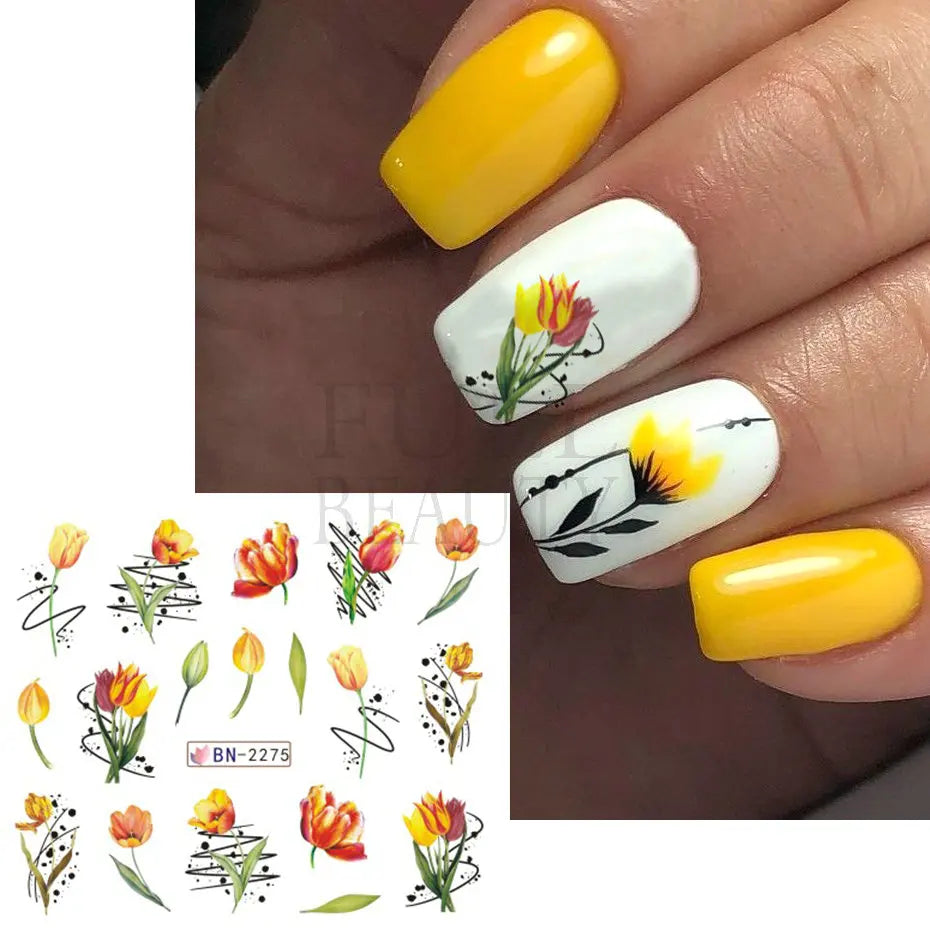 1pcs Fleur de tulipe autocollante pour ongles