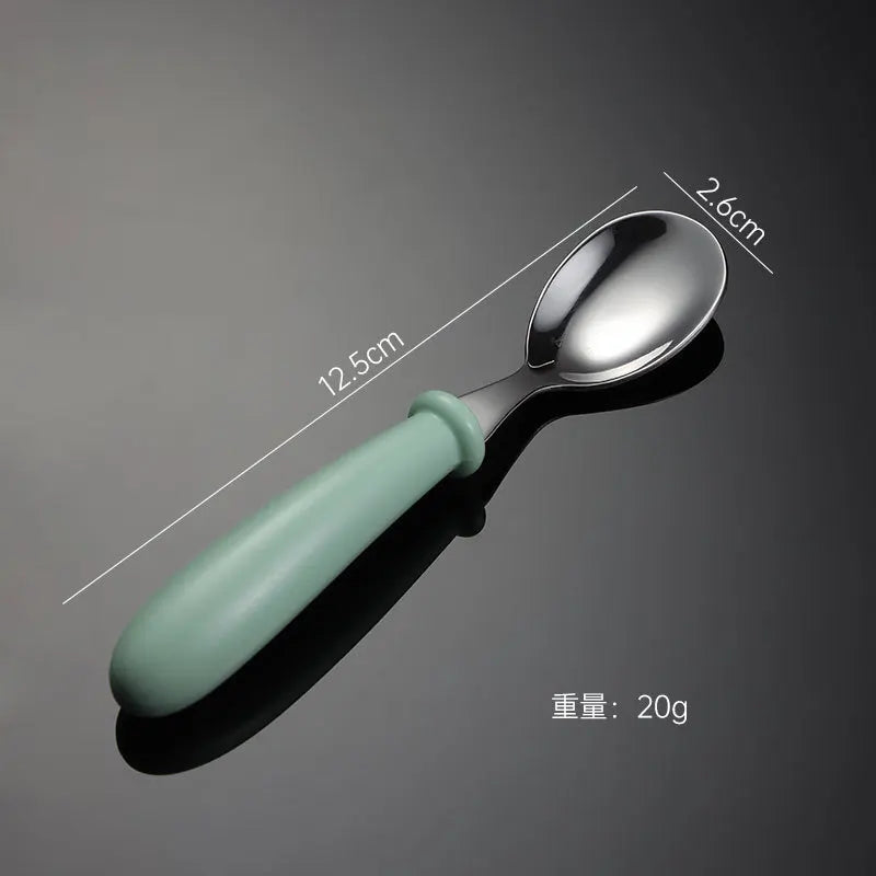 Set Vaisselle Bébé – Cuillère & Fourchette en Acier Inox, Pratique