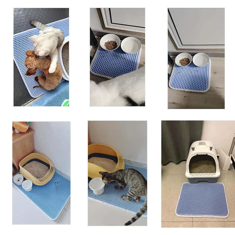 Tapis Litière Chat Étanche Double Couche - Antidérapant, Lavable