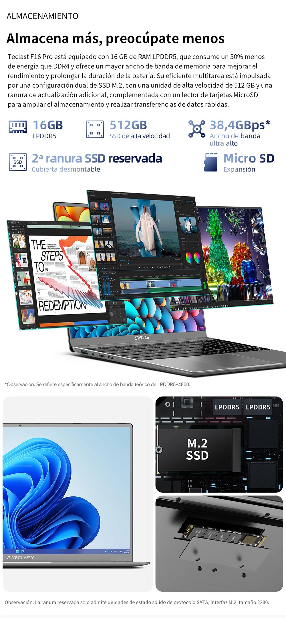 Teclast F16 Pro 15,6" Laptop, Intel N95, 12GB/16GB RAM, 256GB/512GB SSD, 1920x1080, Clavier rétroéclairé, mini-HDM