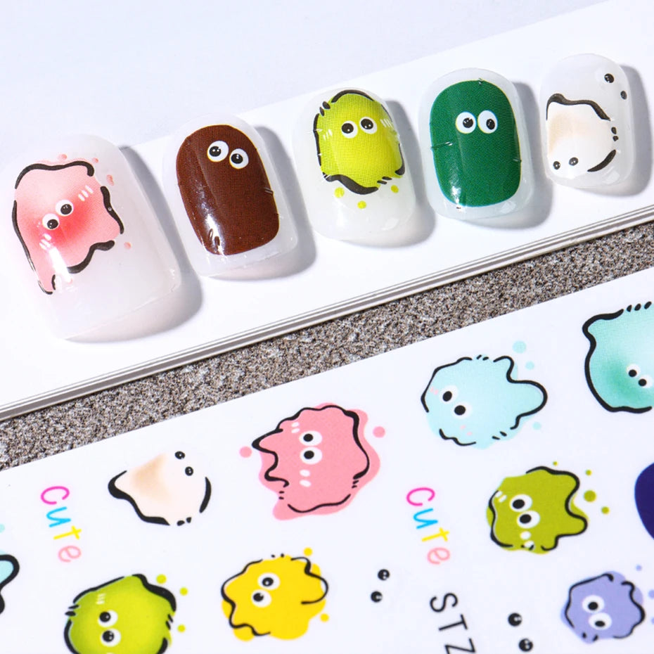 Autocollant réaliste de Nail Art Jelly Bean Little Monster Eyes