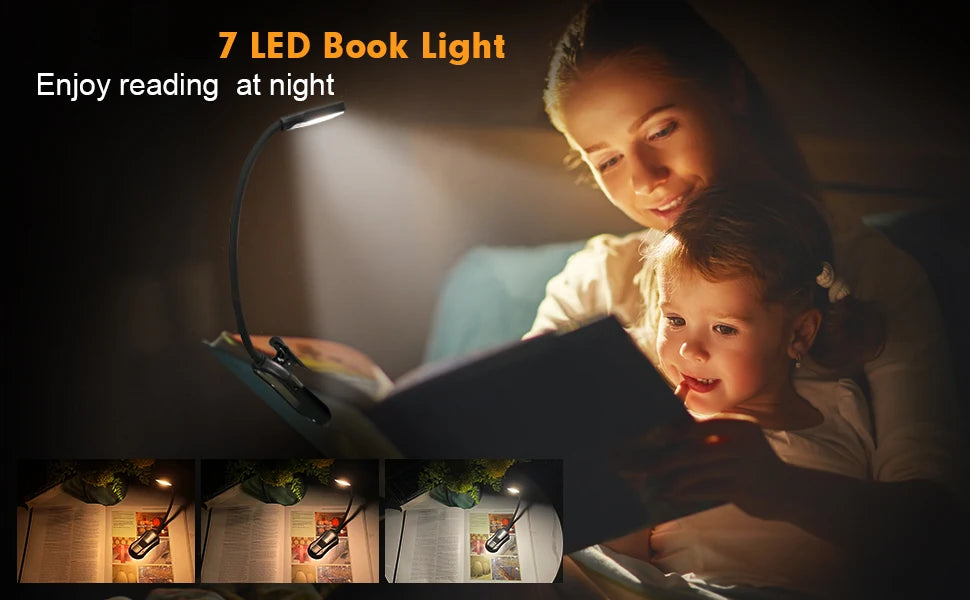 Lampe de Lecture Mini LED – Rechargeable, 3 Niveaux & Flexible