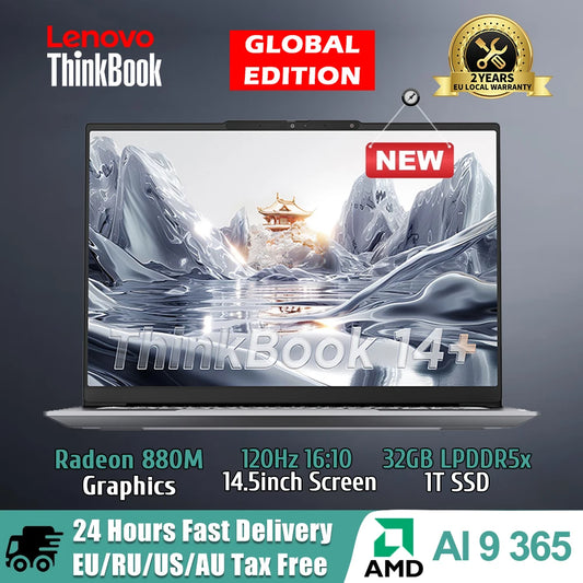 Lenovo ThinkBook 14+ 2024, AMD Ryzen AI 9 365, 32GB RAM, 1TB SSD, 14,5" 3K LED 120Hz, Notebook PC