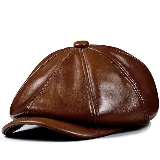 Beret en Cuir Véritable pour Homme – Casquette Padding en Cuir