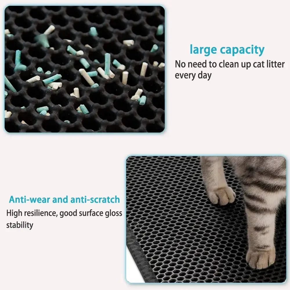 Tapis Litière Chat Étanche Double Couche - Antidérapant, Lavable