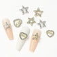 Charms Ongles 10pcs – Cœurs, Perles