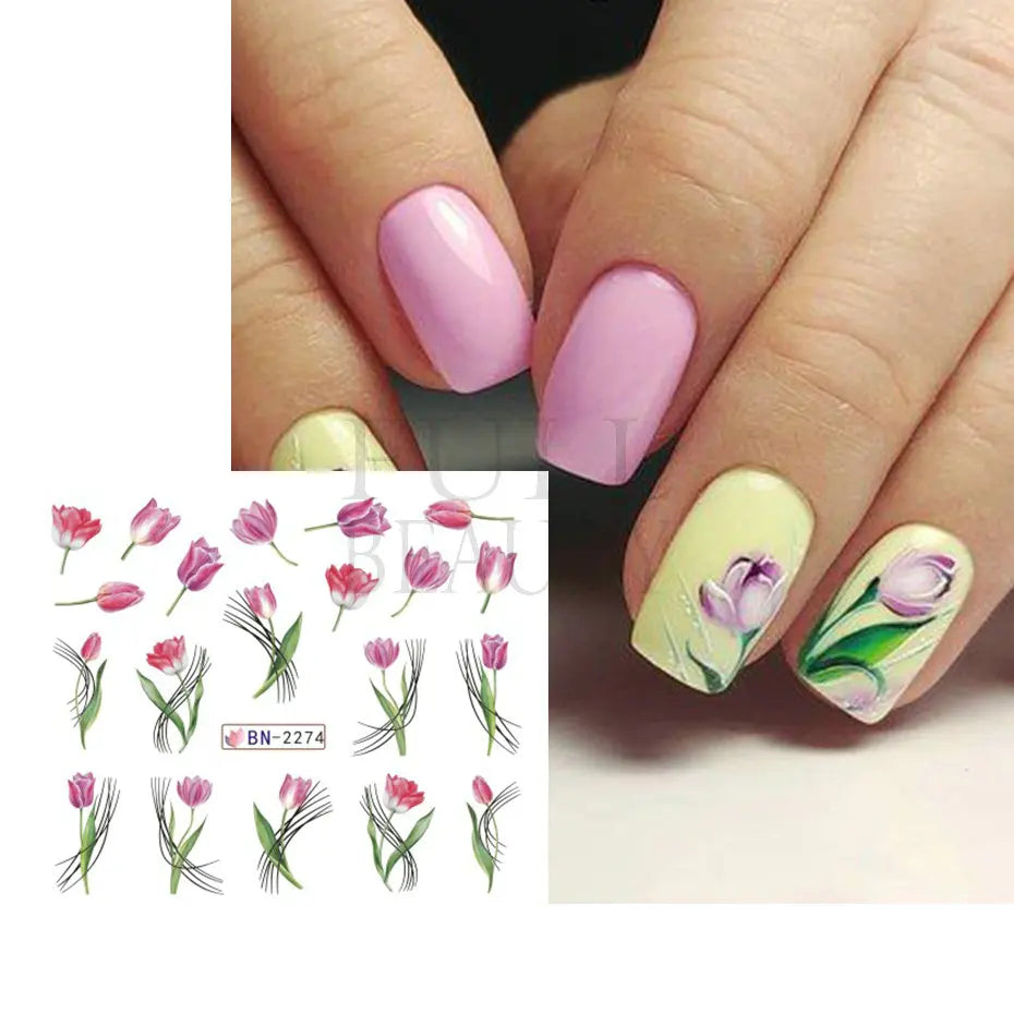 1pcs Fleur de tulipe autocollante pour ongles