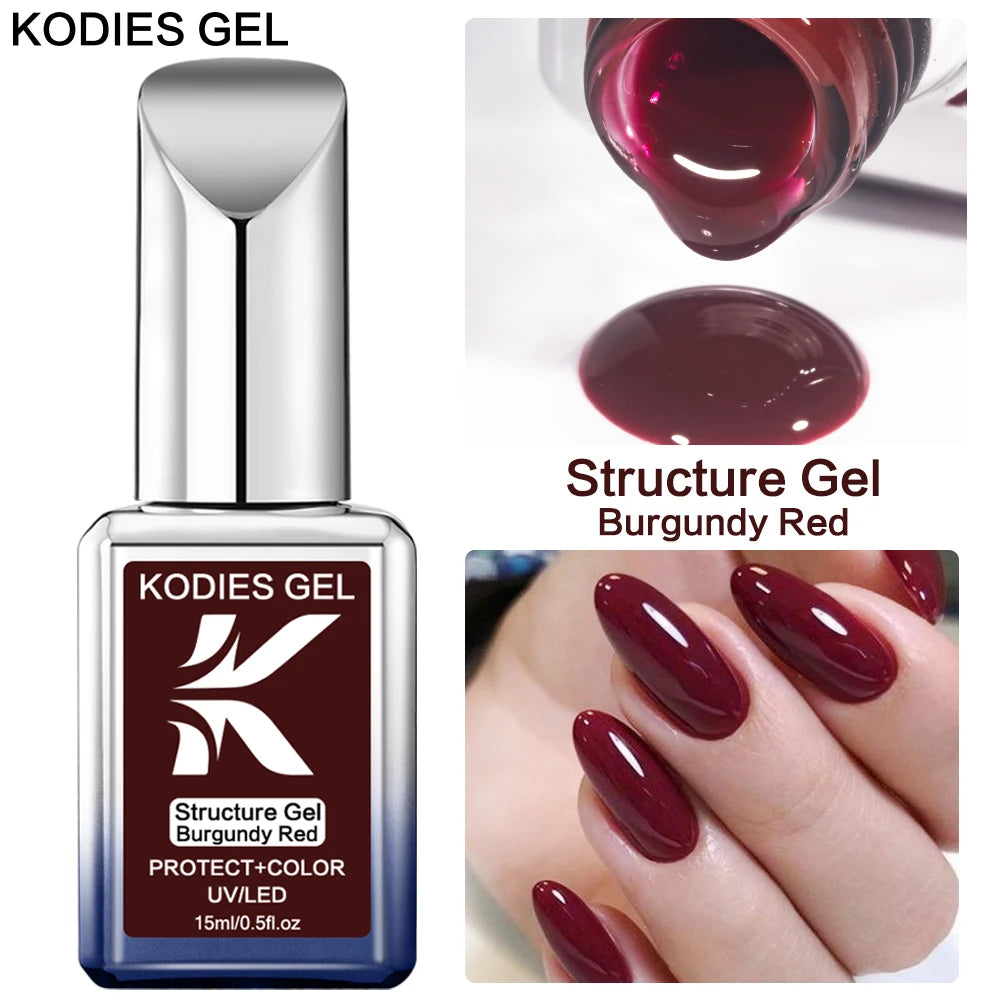 KODIES GEL Bourgogne Rouge Base Caoutchouc Vernis à Ongles 15ML UV/LED