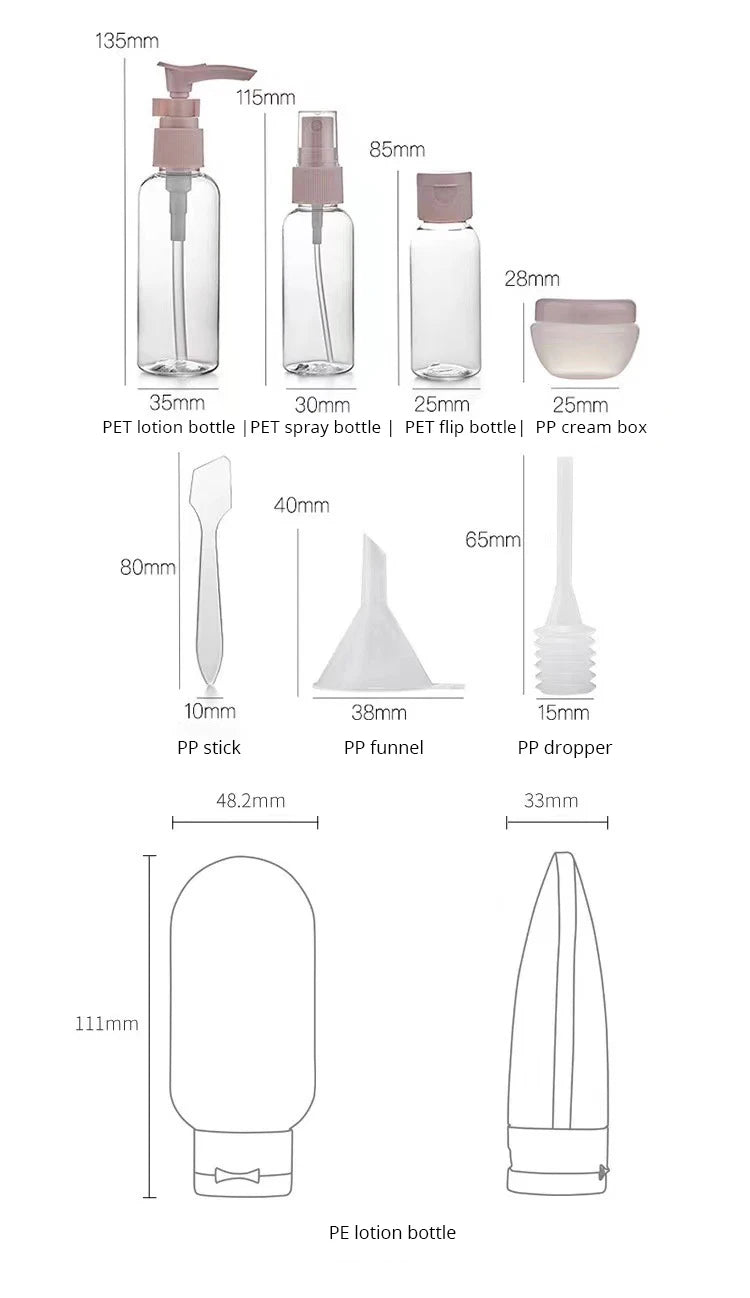 Set 11 Flacons de Voyage – Sac & Contenants Multi-Usage