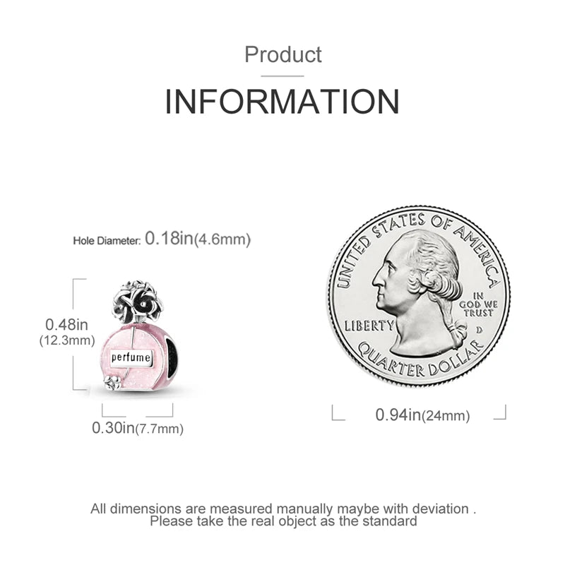 Charm S925 Couronne Parfum Rose