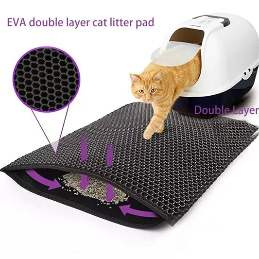 Tapis Litière Chat Étanche Double Couche - Antidérapant, Lavable