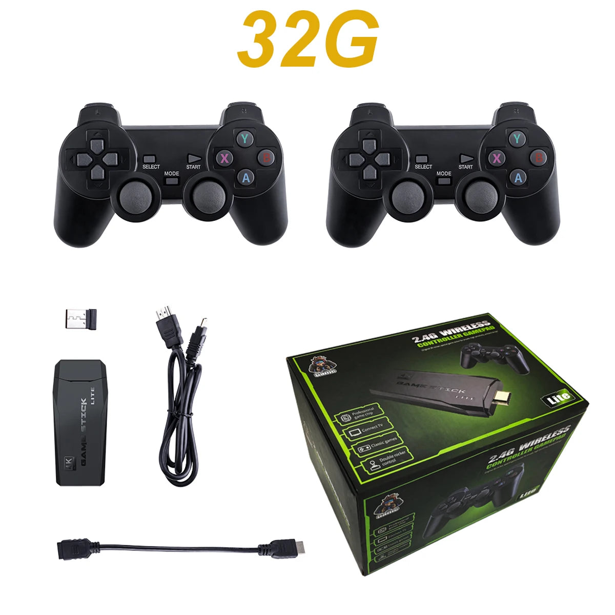 Console de Jeu 4K avec 2 Manettes Sans Fil, 20000 Jeux, 64GB/32GB