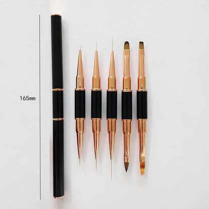 Set 5 Pinceaux Nail Art – Double Embout & Précision Ligne Fine