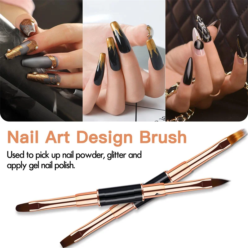 Set 5 Pinceaux Nail Art – Double Embout & Précision Ligne Fine