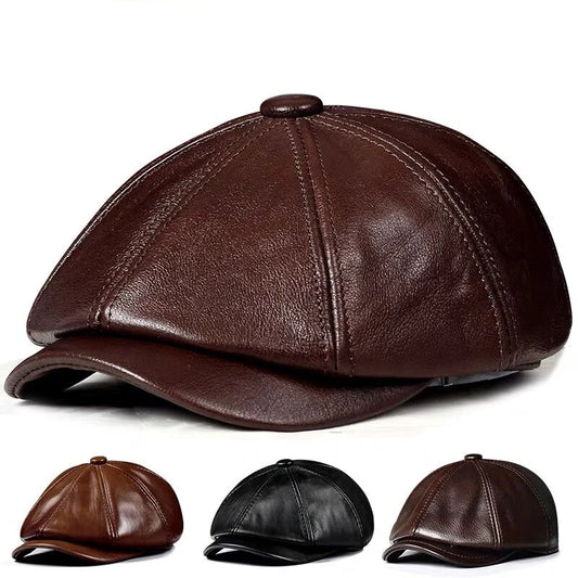 Beret en Cuir Véritable pour Homme – Casquette Padding en Cuir