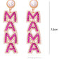 Boucles d'oreilles pendantes avec perles en strass MAMA rouge rose