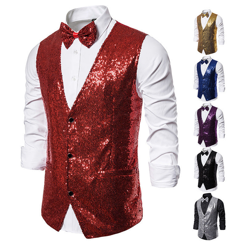 Gilet à paillettes pour costume de scène pour homme