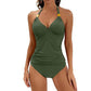 Maillot de bain deux pièces de couleur pure, dos nu, fendu et noué, pour femmes