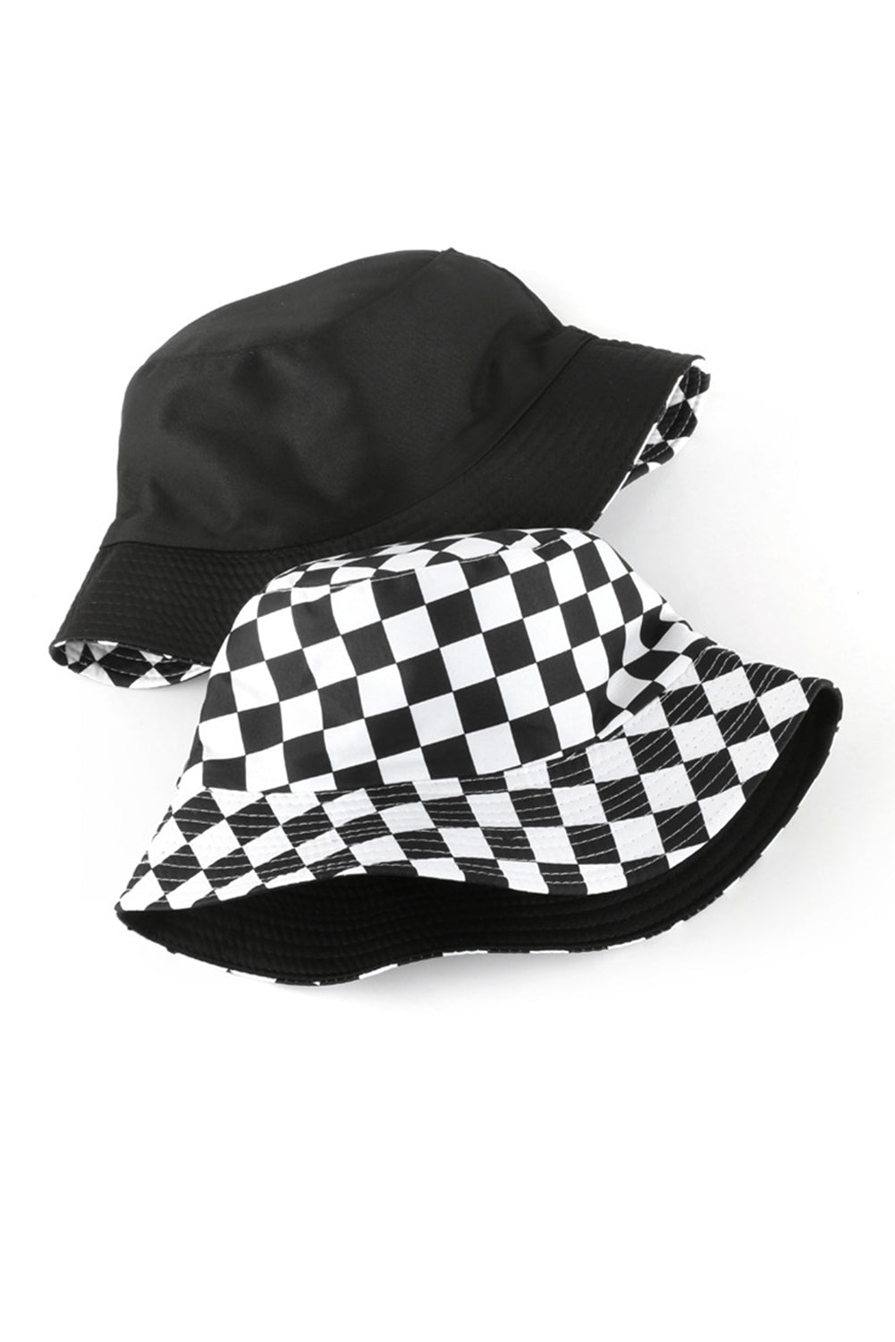 Chapeau Bucket à carreaux réversible noir