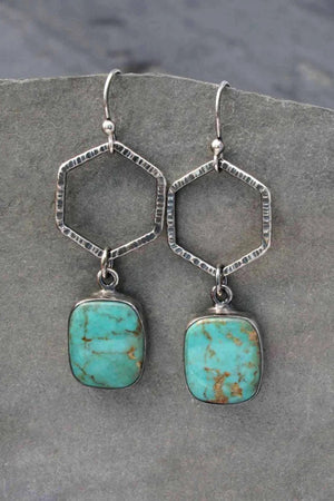 Pendants d'oreilles géométriques en turquoise vintage verte