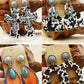 Boucles d'oreilles pendantes Vintage Faith Cross à pois argentés