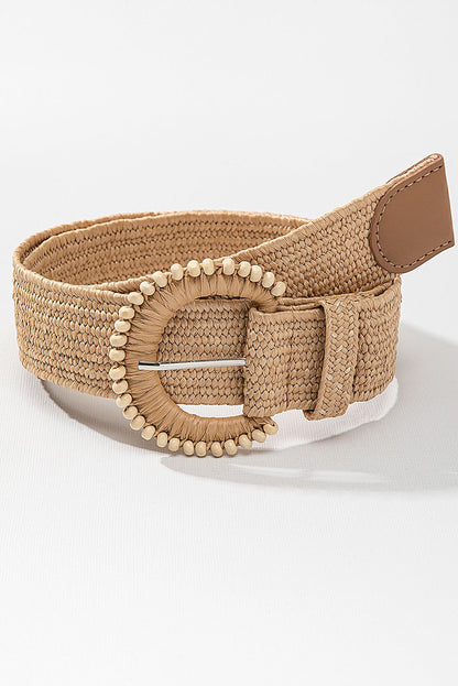 Ceinture décorative en cuir tressé camel