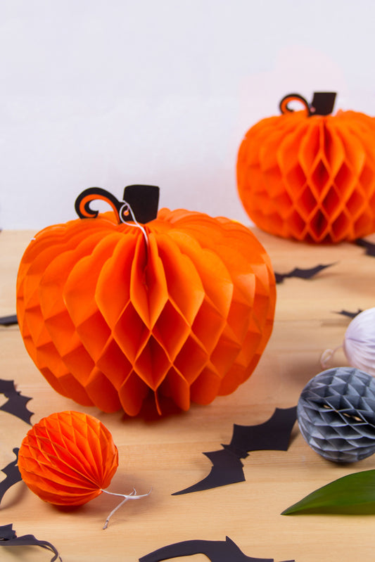 Lanterne en papier décorative orange Halloween Thanksgiving Pumpkin Honeycomb