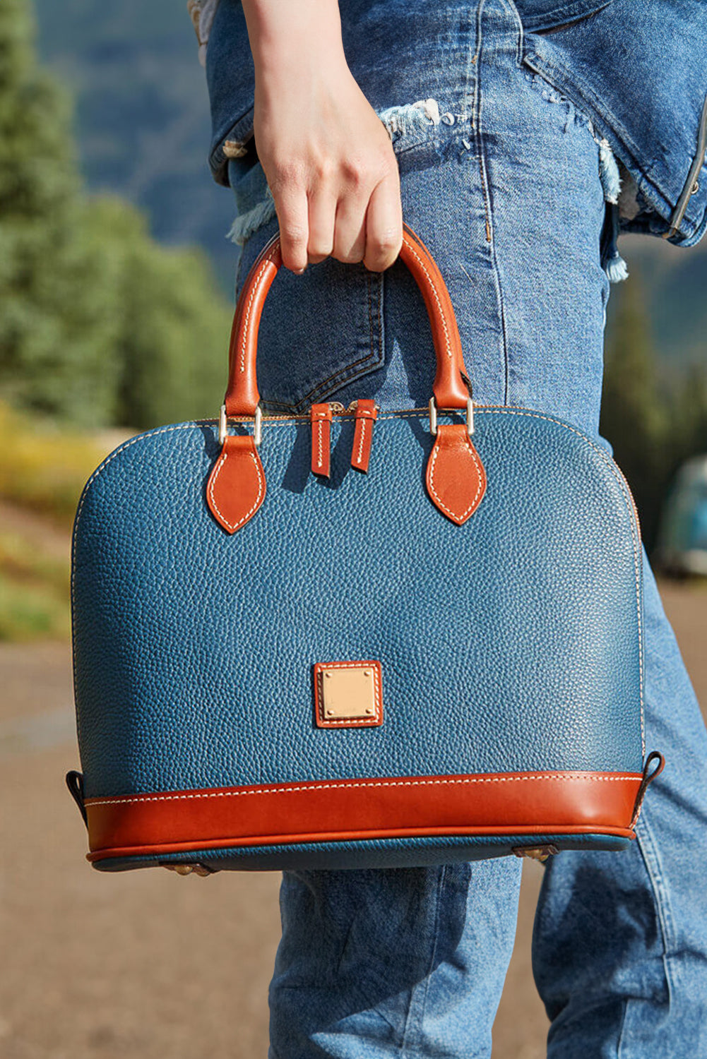 Sac en cuir PU Ashleigh bleu tendance