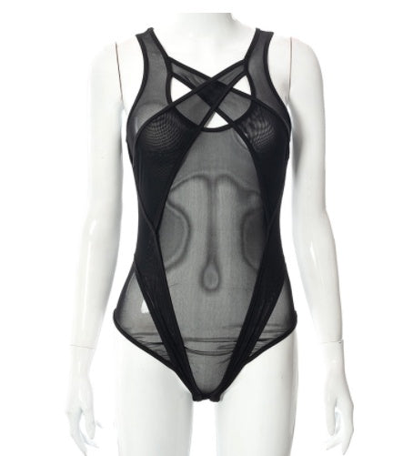 Body creux transparent en maille