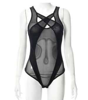 Body creux transparent en maille
