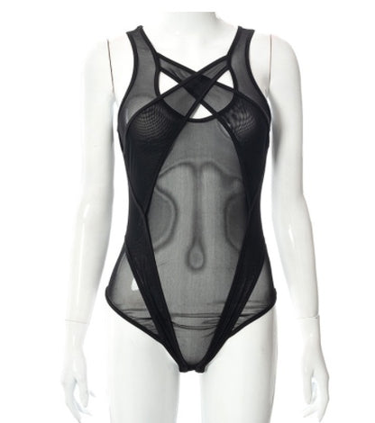 Body creux transparent en maille