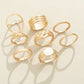 Bague en alliage doré 8Pcs Minimalisme