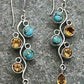 Boucles d'oreilles pendantes en alliage argenté avec turquoise et strass